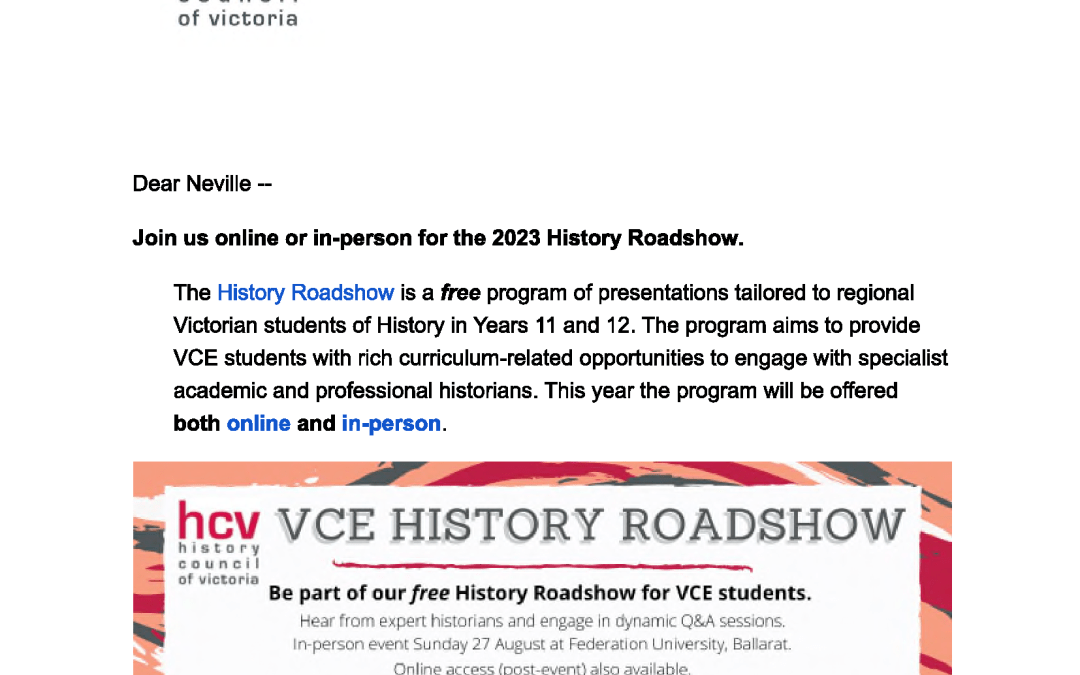 Are Queensland power-brokers to learn from the FREE VCE History Roadshow?