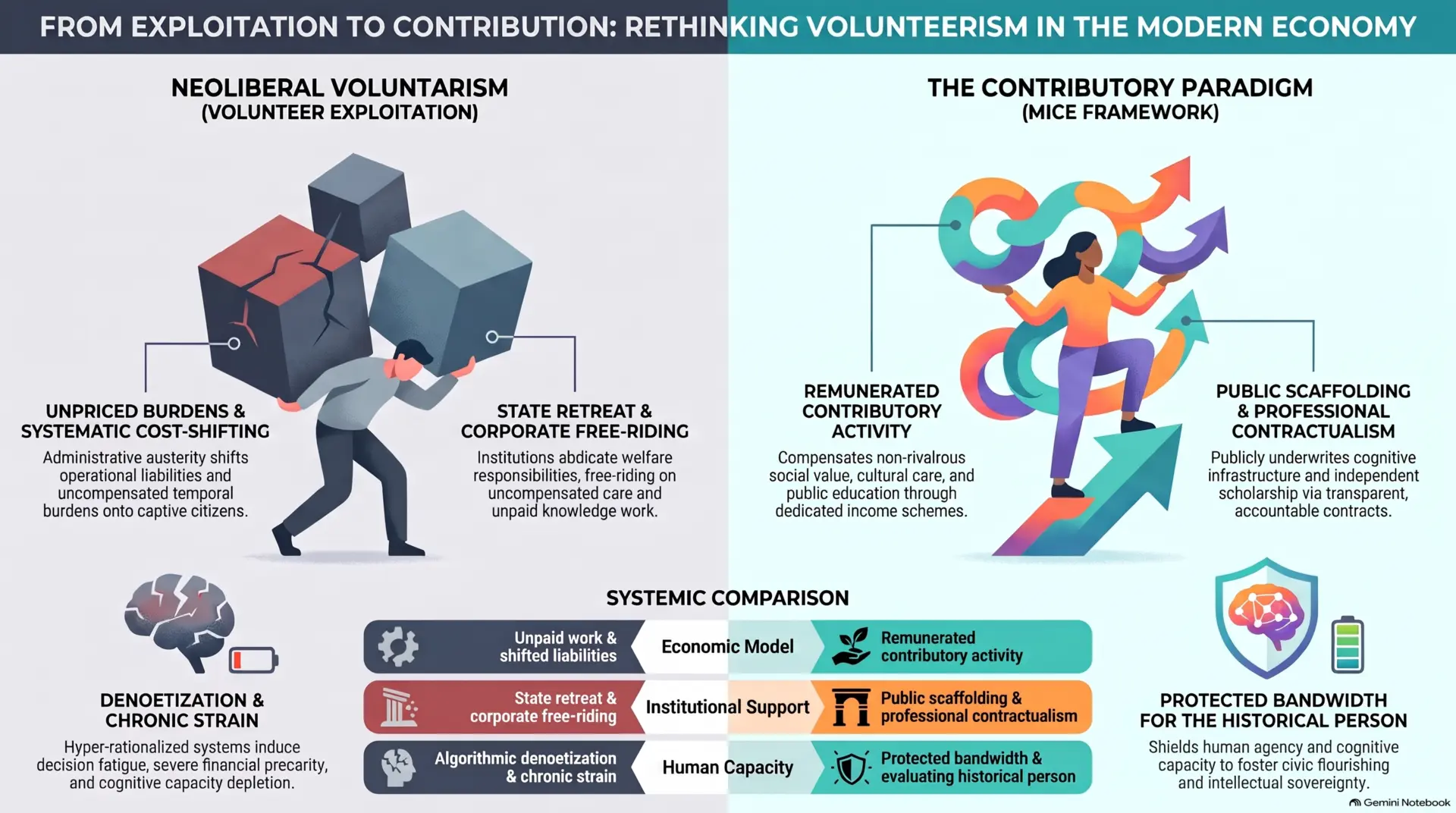 Volunteers Economically Abused: Neoliberal Formalism, MICE Philosophy, and the Capacity for Comprehensive Understanding